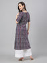 Wine Pure Cotton Geometric Printed Straight Kurta